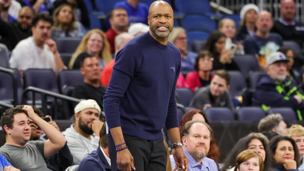 Orlando Magic head coach Jamahl Mosley looks on during the second quarter against the Detroit Pistons at Amway Center.